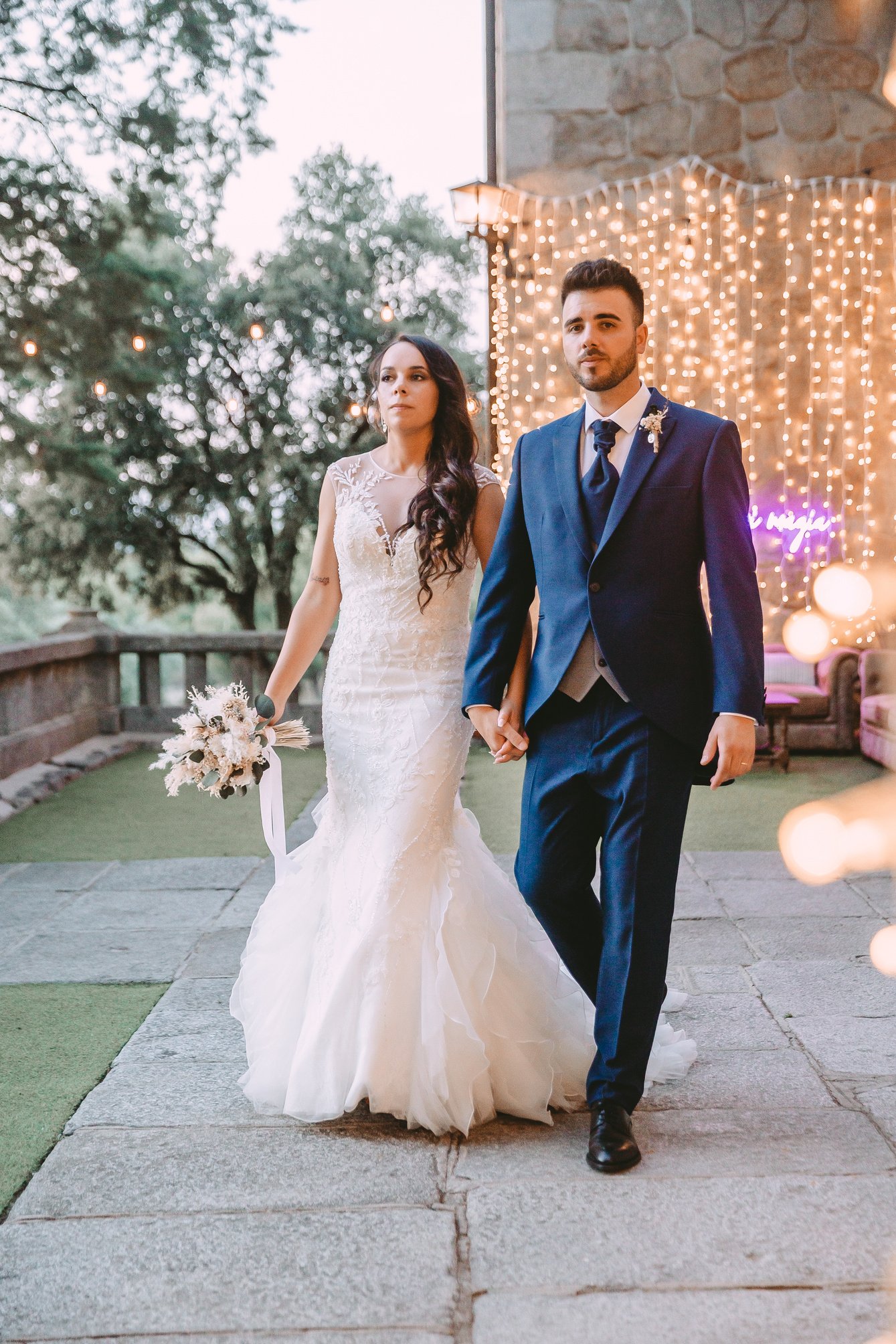 Newlywed Couple Walking Together 